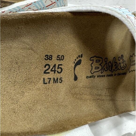 Birkenstock Birkis Anchor Print Sandals Slides Womens Size 7 N Nautical Coastal - Picture 7 of 7